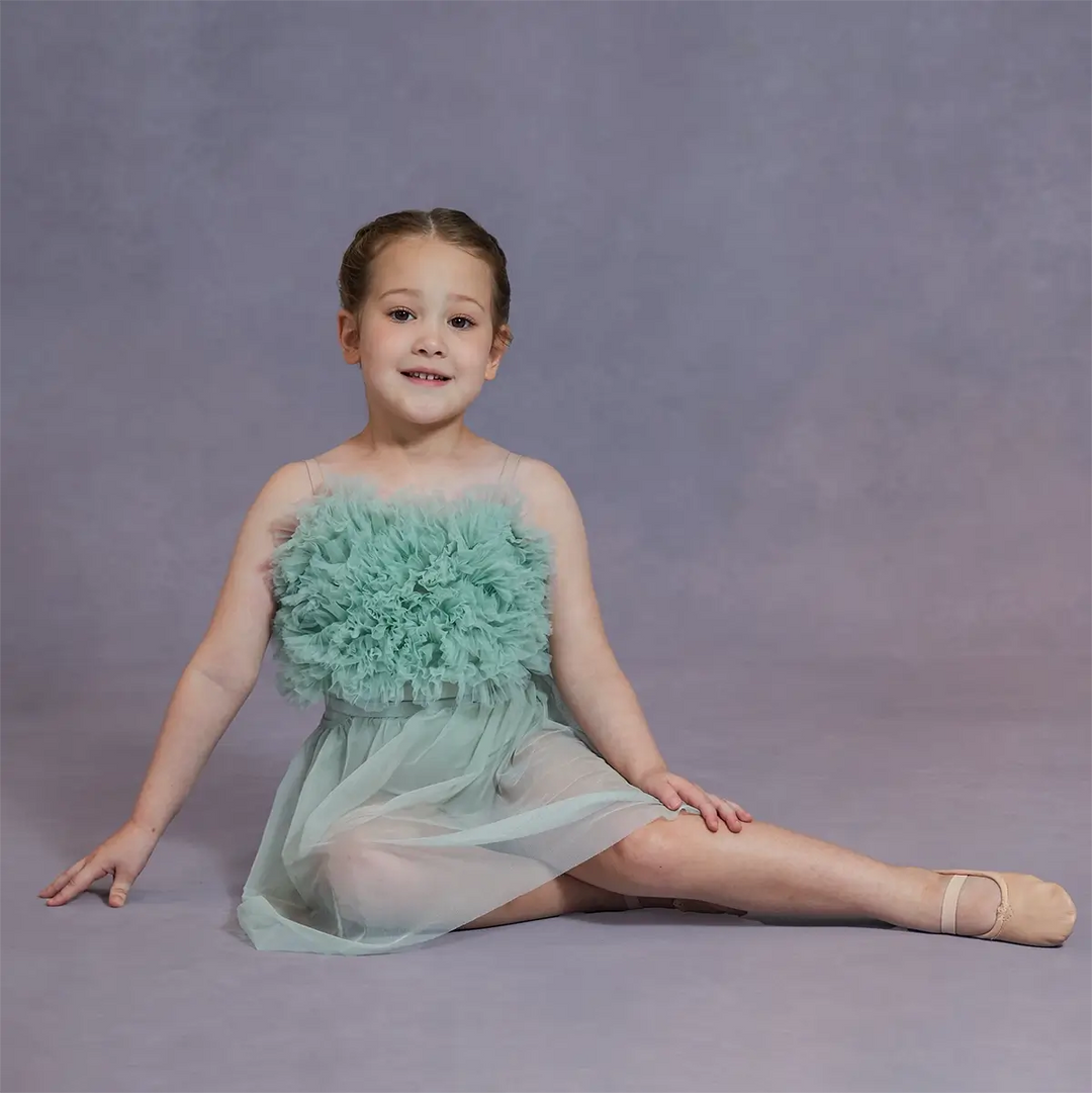 Devant Ruffle Kids Leotard with Removable Sleeves