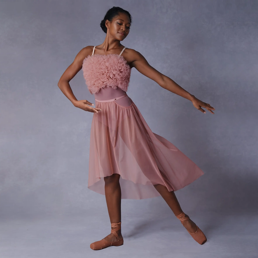 Devant Ruffle Leotard With Removable Sleeves
