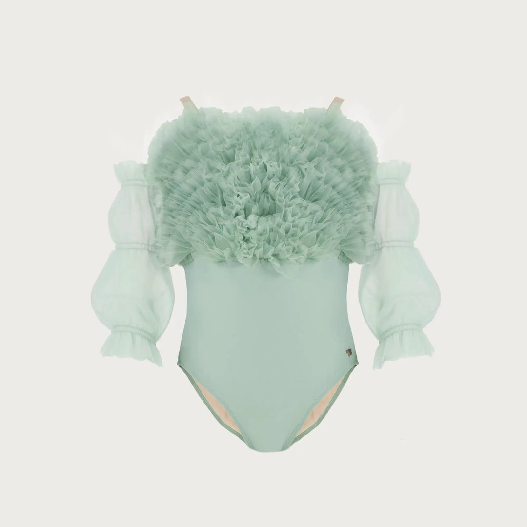 Devant Ruffle Kids Leotard with Removable Sleeves