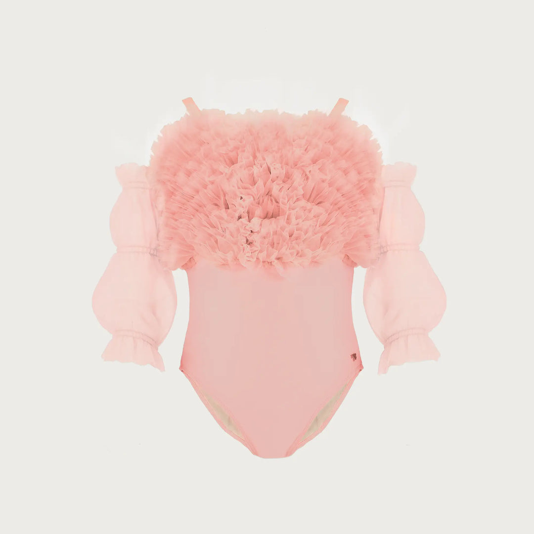 Devant Ruffle Kids Leotard with Removable Sleeves